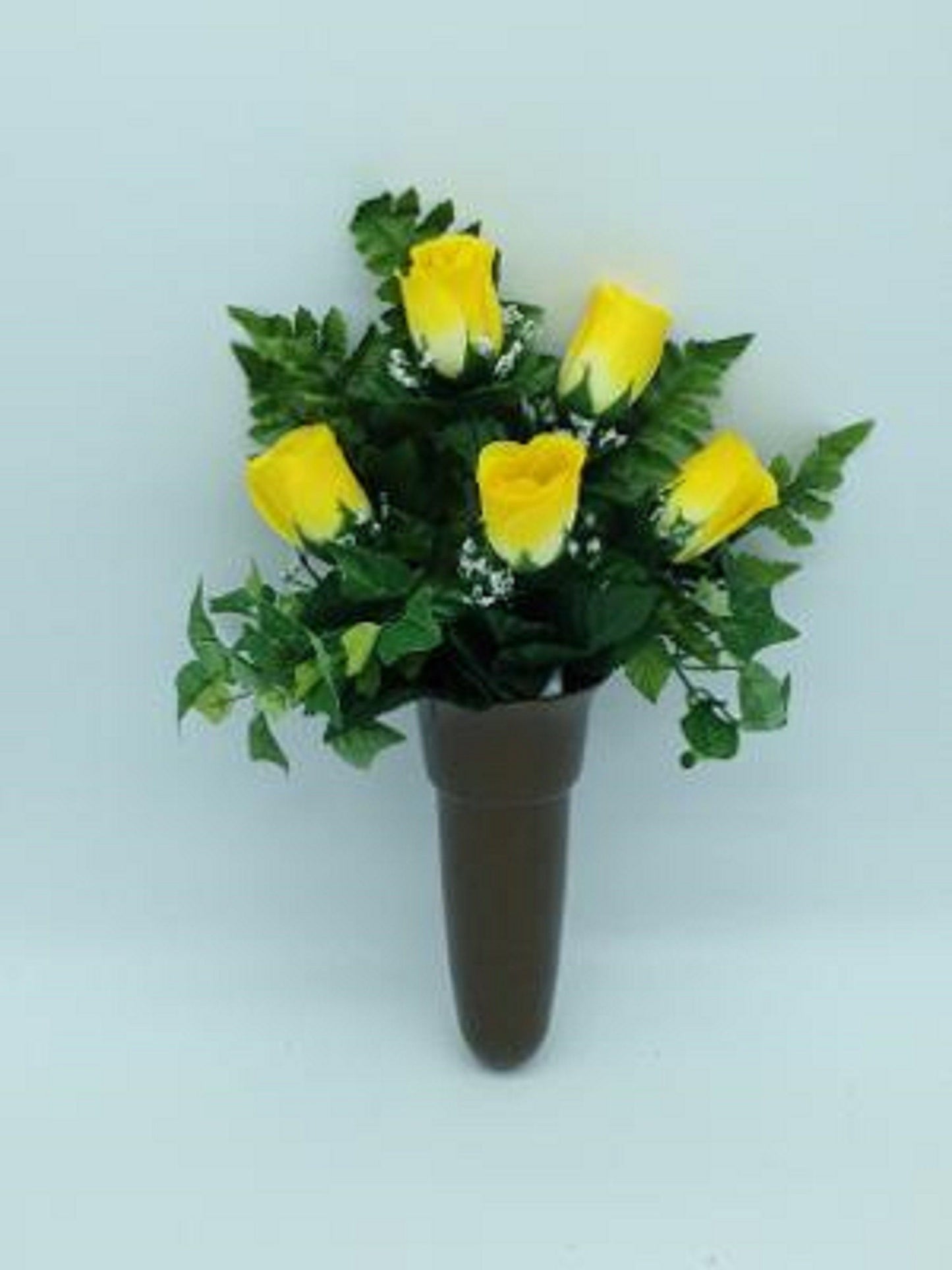 Artificial Flowers and Crypt Mausoleum Vase with Disc Base Button for Epoxy