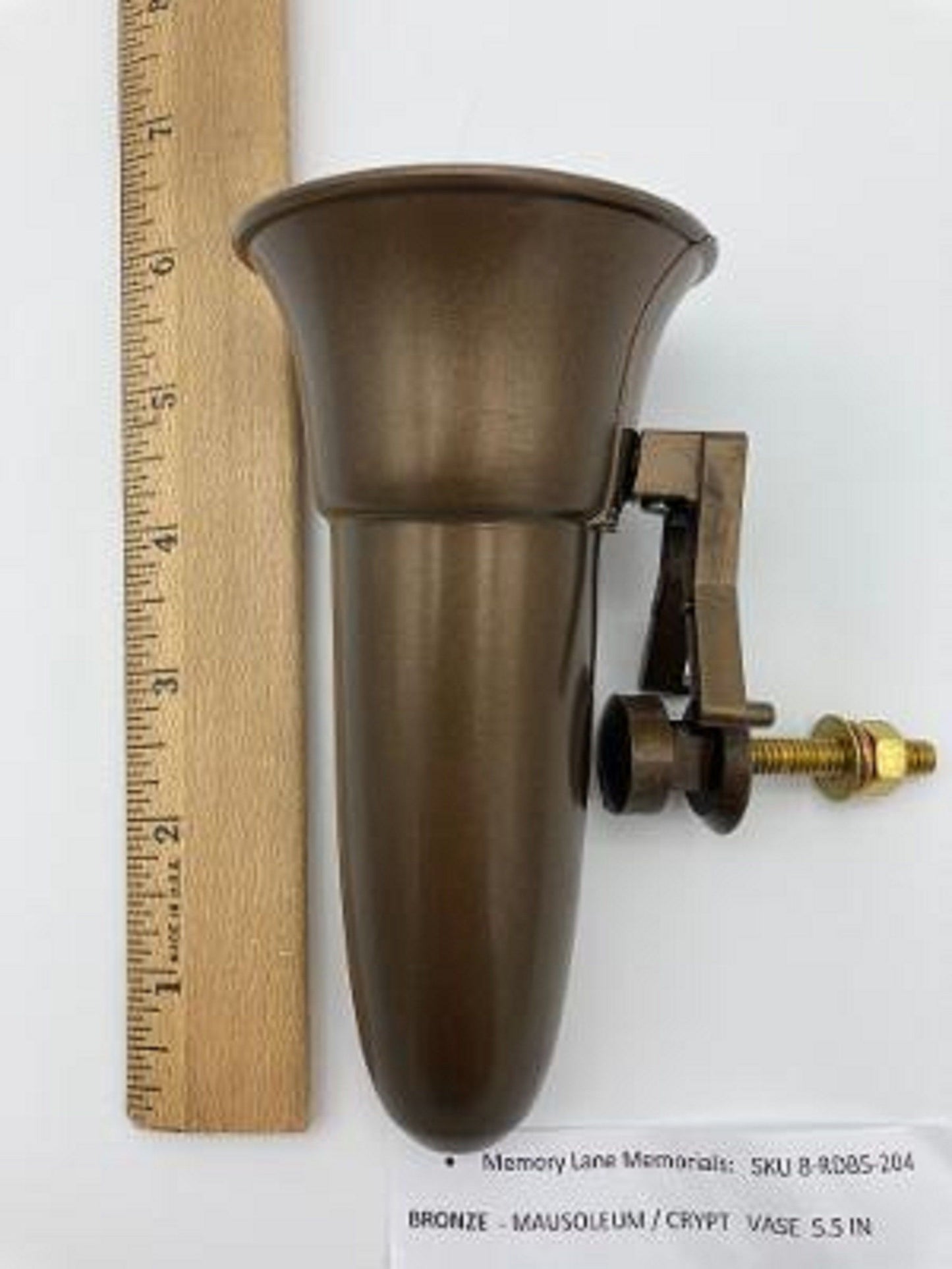 Mausoleum Crypt Brown Vase 5.5 IN - Royal Duchess - Bolt / Button Support -