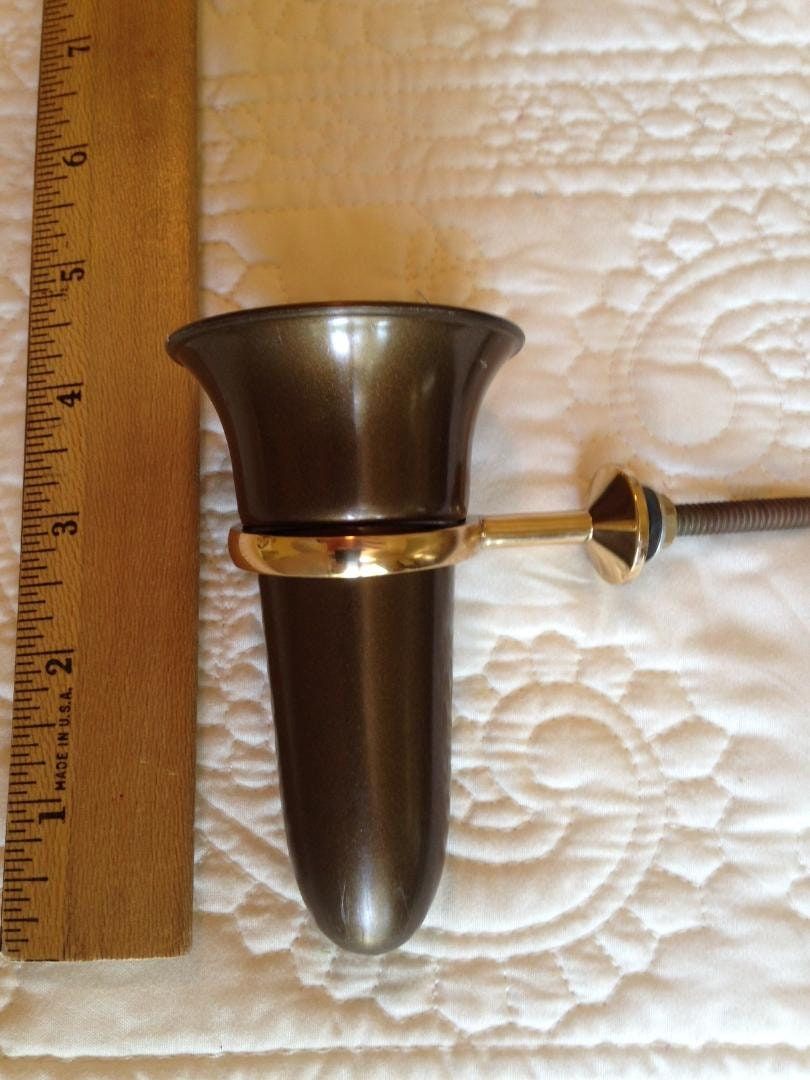 Mausoleum Niche Brown Vase 4.0 inch with Brite Solid BRONZE  Metal Bolt Ring Support - Royal Duchess -