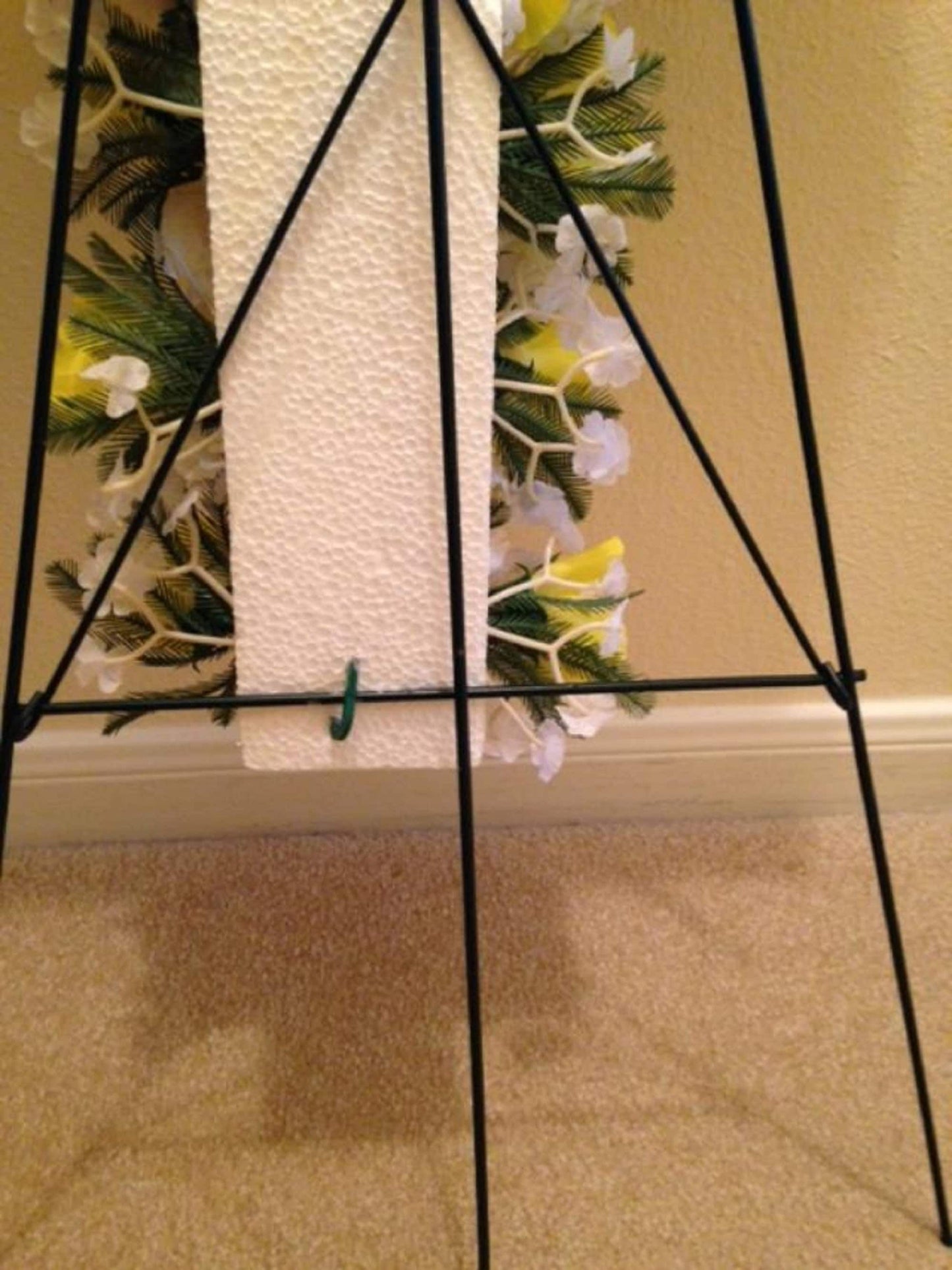 FLOWER Cemetery CROSS Yellow Roses - Carnations on easel for Grave-site Presentation in Remembrance of Loved Ones -