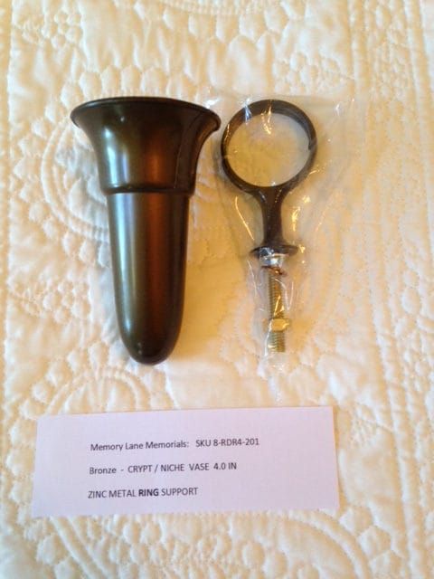 Niche Mausoleum Brown Vase 4 IN  with standard Bolt Ring Support - Royal Duchess -