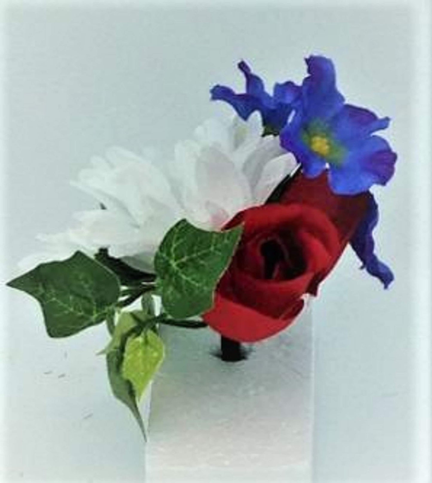 Niche Crypt Artificial Silk Flower Arrangement (NO VASE) of Rose Delphinium Daisy & Ivy -