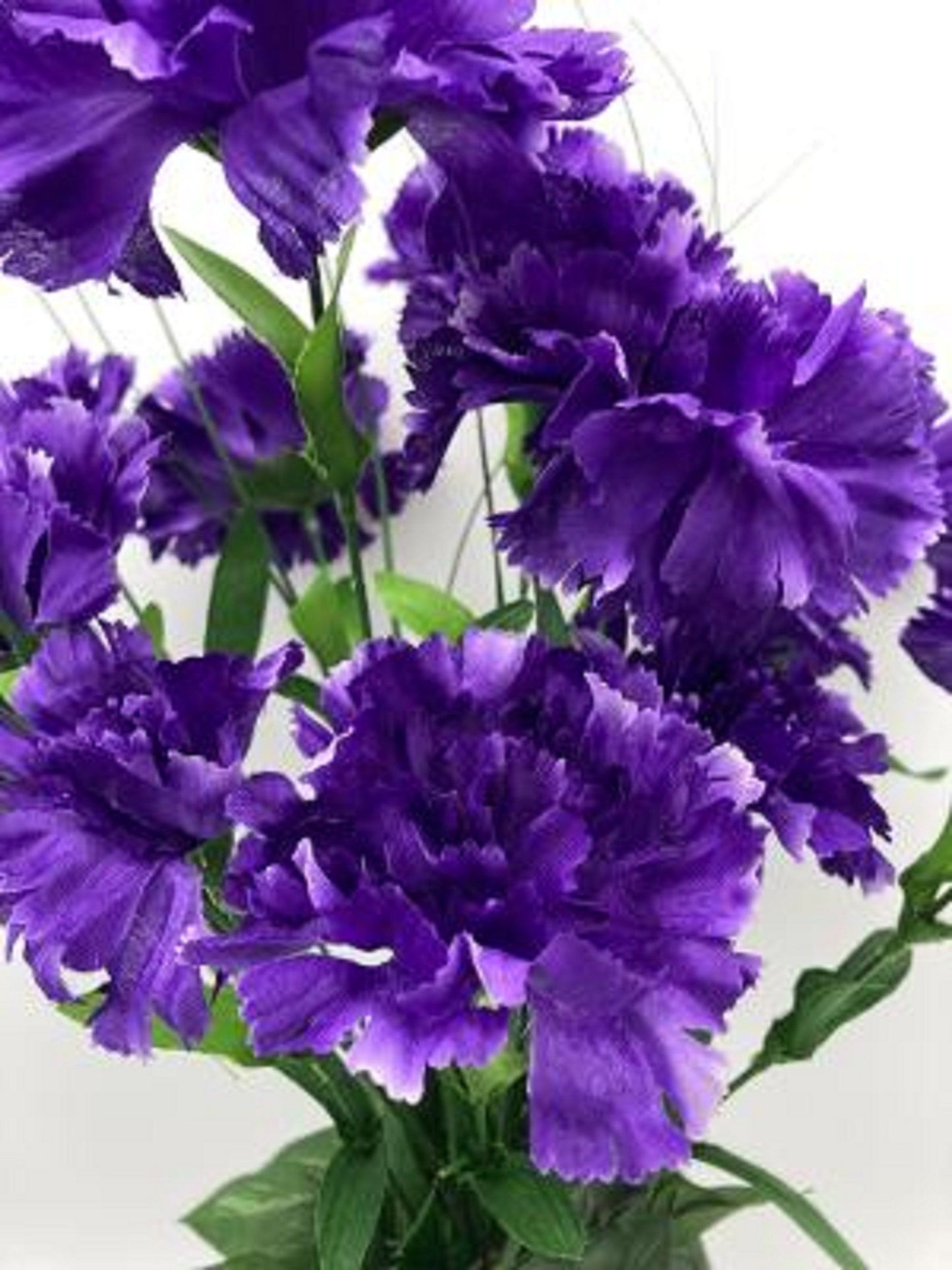 Cemetery Silk Flower Vase Dark Purple Carnation Bouquet Vase