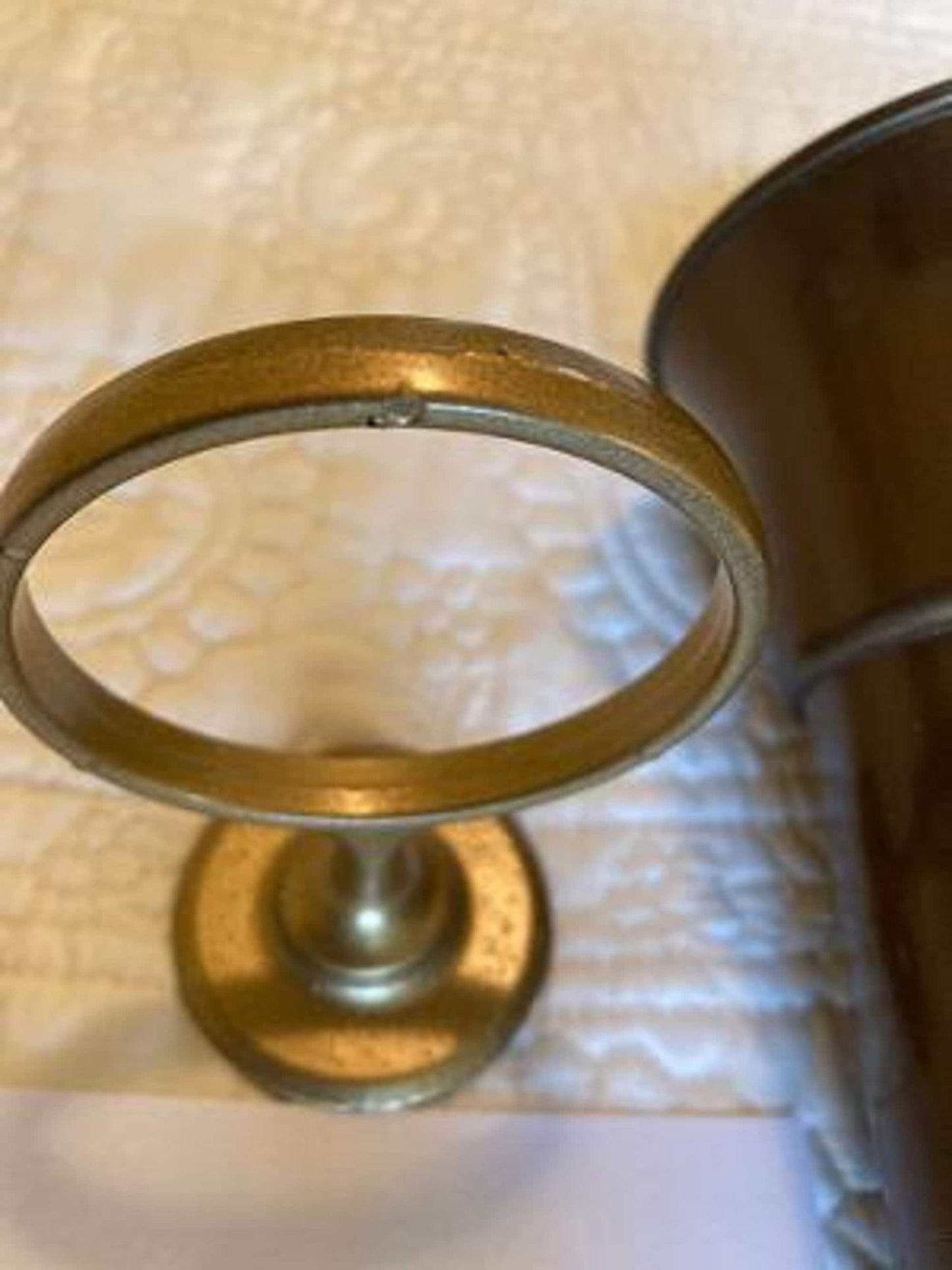 Mausoleum Crypt Bronze / Brown Vase 5.5 inch Old GOLD Ring Disc Base (epoxy) Support (5.5 IN)