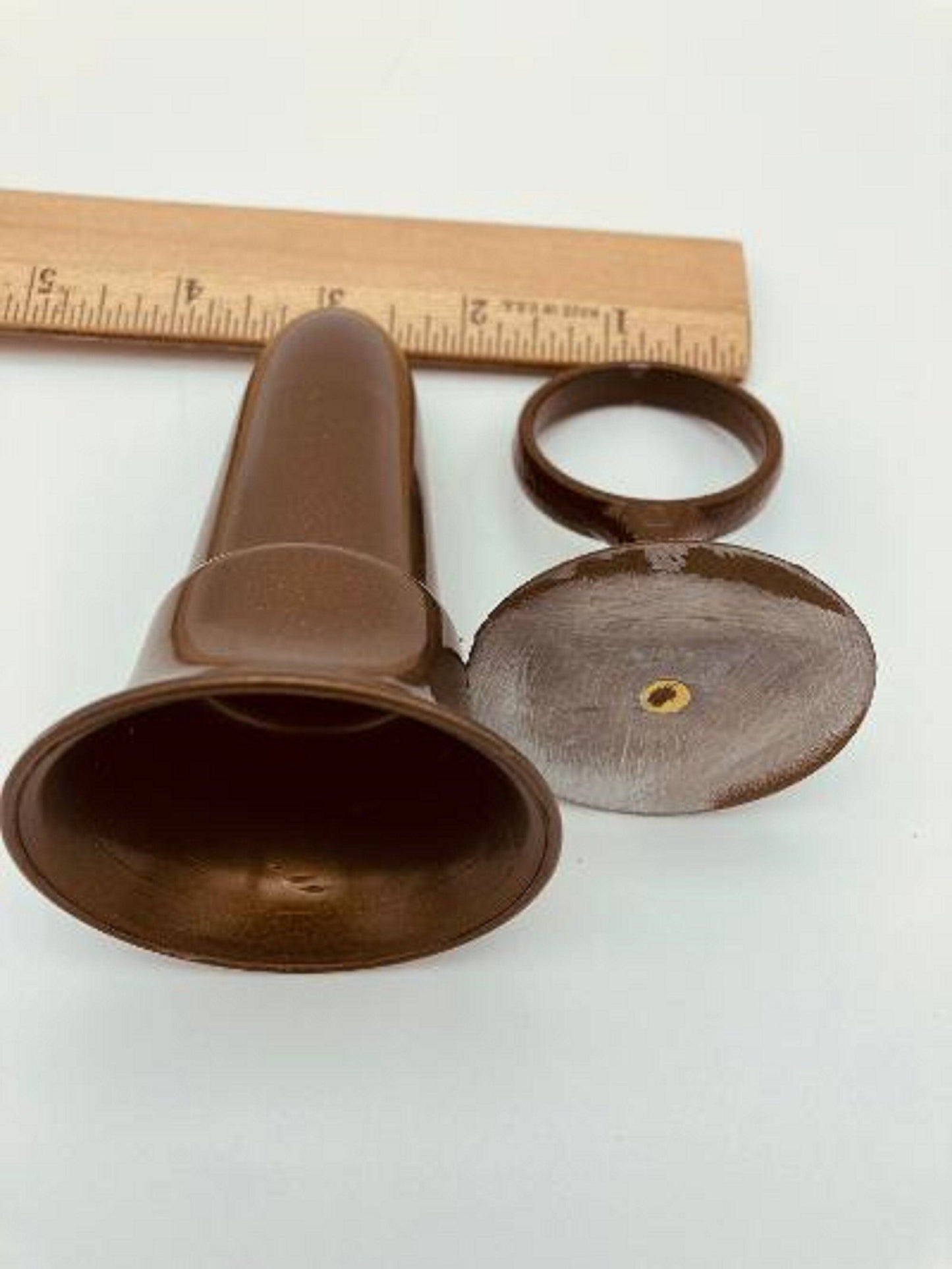 Niche Crypt Mausoleum Brown Vase 4 inch with (Epoxy) Disc Base Ring Support -