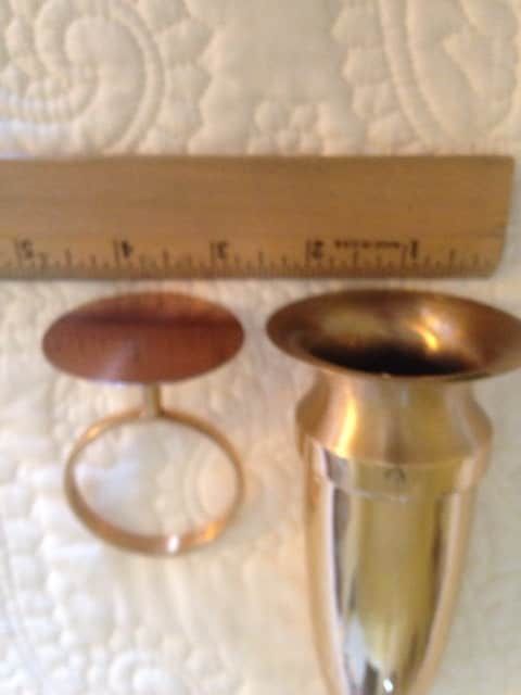 Crypt Mausoleum Niche Bronze Metal Vase -  5 IN with 2 IN  Disc Base for Epoxy Mount -