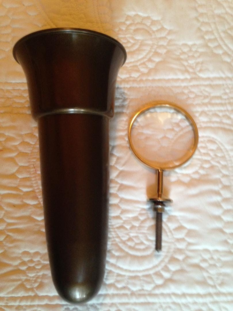 Crypt / Mausoleum  Flower Bown Vase - 7.75 IN Standard Brite BRONZE Metal Ring Support -