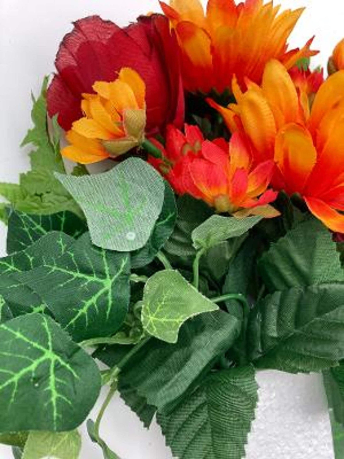 CRYPT / MAUSOLEUM Bouquet (No Vase) of Silk ROSES, Delphiniums, Ivy for Presentation in Remembrance of Loved Ones -