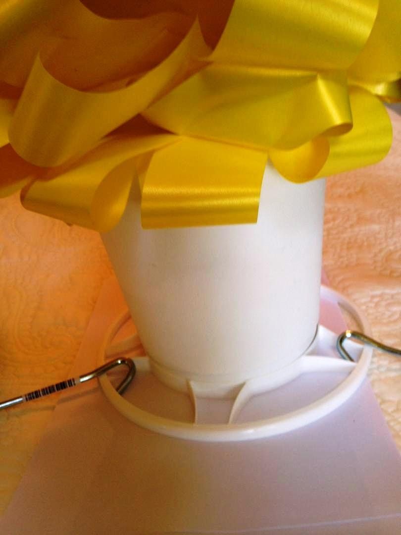 Cemetery Silk Flower YELLOW ROSEBUDS in Hoop Handle for Grave-site Presentation in Remembrance of Loved Ones -