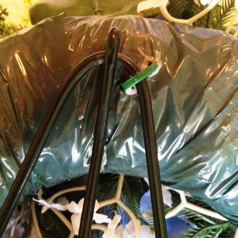 Cemetery WREATH on easel in BLUE Silks Large Deluxe  for grave-site presentation in remembrance of loved ones -