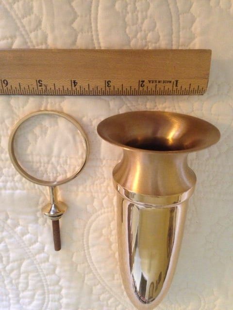 ENGRAVED (custom) Crypt Mausoleum Niche Vase - Bronze Metal 7 Inch - Add 3 Personal Engraved Initials