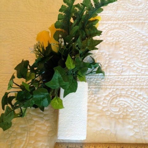 Artificial Flower CRYPT / MAUSOLEUM Bouquet (No Vase) of Yellow ROSE w/ Baby's Breath Ivy for Presentation in Remembrance of Loved Ones -