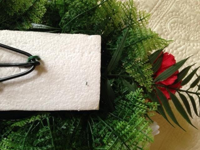 Cemetery SILK FLOWER SPRAY easel mounted in Large Red & White for Grave-site Presentation in Remembrance of Loved Ones -