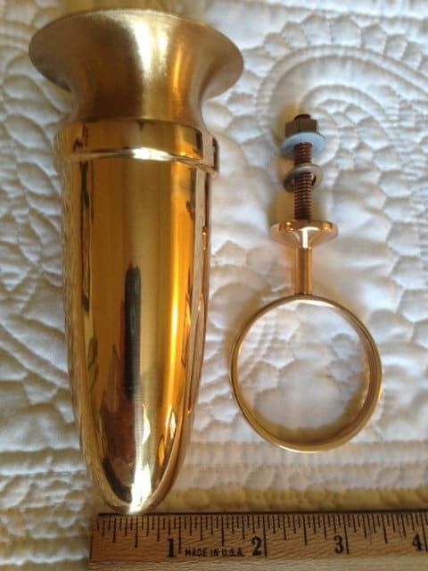 Crypt Mausoleum Niche Bronze Metal Vase - 5 Inch with Bronze Bolt / Ring Base -