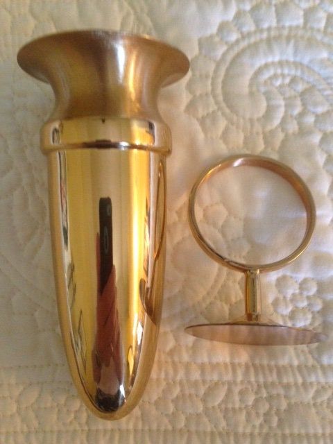 Crypt Mausoleum Niche Bronze Metal Vase -  5 IN with 2 IN  Disc Base for Epoxy Mount -