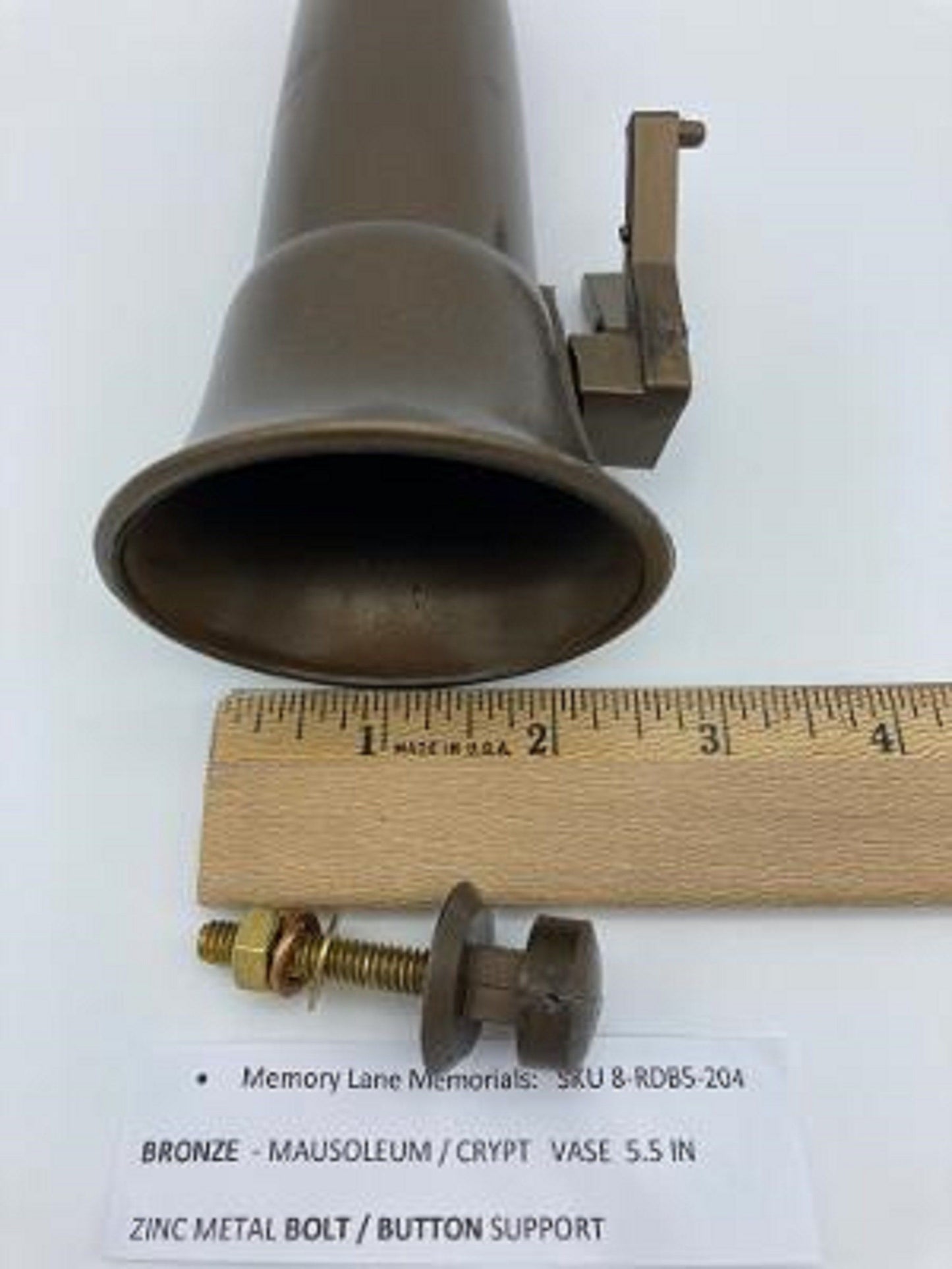 Mausoleum Crypt Brown Vase 5.5 IN - Royal Duchess - Bolt / Button Support -