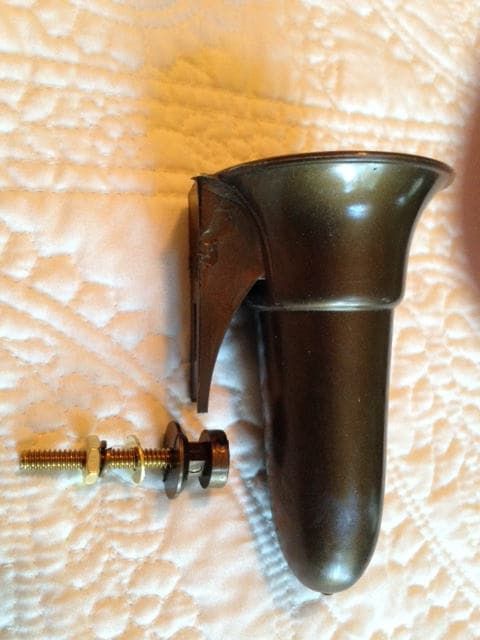 Crypt - Mausoleum GOLD "V" Vase for Flowers 4 IN - Royal Duchess - Zinc Bolt / Button Support -