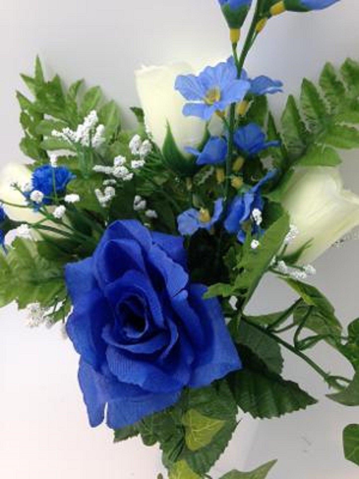 Artificial Cream Rose Flowers and Crypt Mausoleum Vase with Disc Base Button for Epoxy