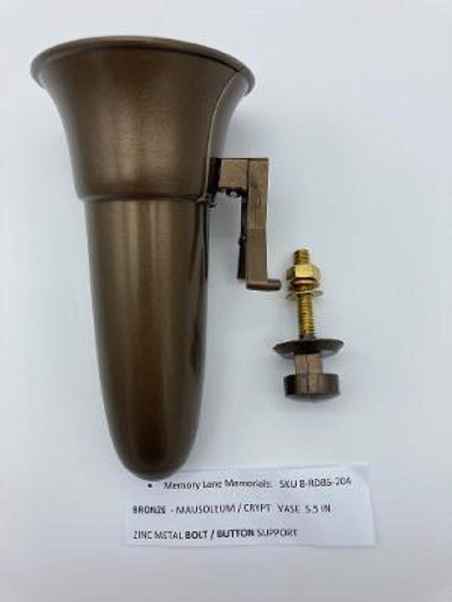 Mausoleum Crypt Brown Vase 5.5 IN - Royal Duchess - Bolt / Button Support -
