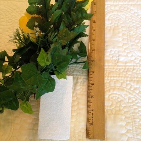 Artificial Flower CRYPT / MAUSOLEUM Bouquet (No Vase) of Yellow ROSE w/ Baby's Breath Ivy for Presentation in Remembrance of Loved Ones -