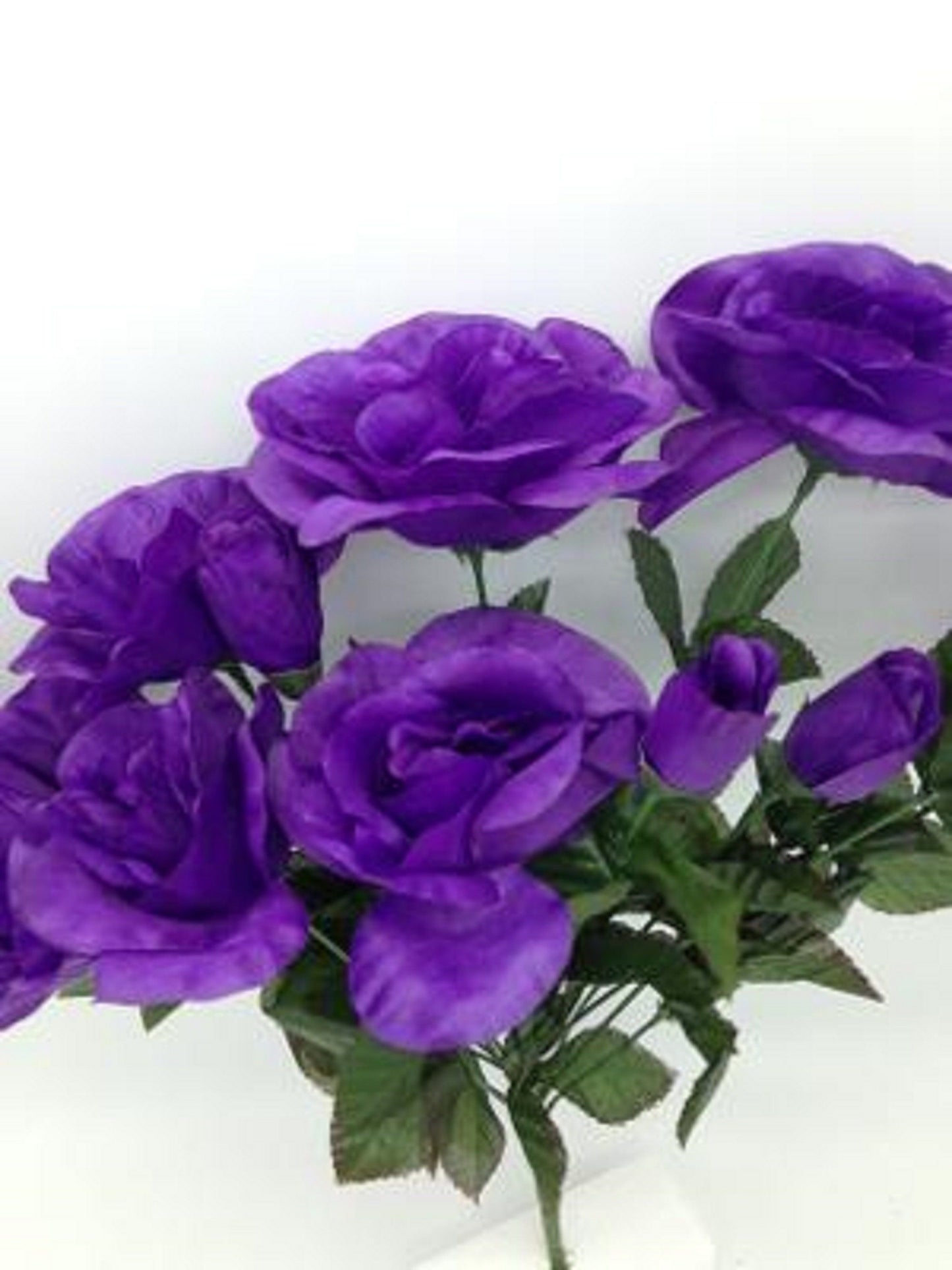 DIY Cemetery BOUQUET of Purple Open Rose (refill) for Grave-site Presentation in Remembrance of Loved Ones Or Home Garden Use