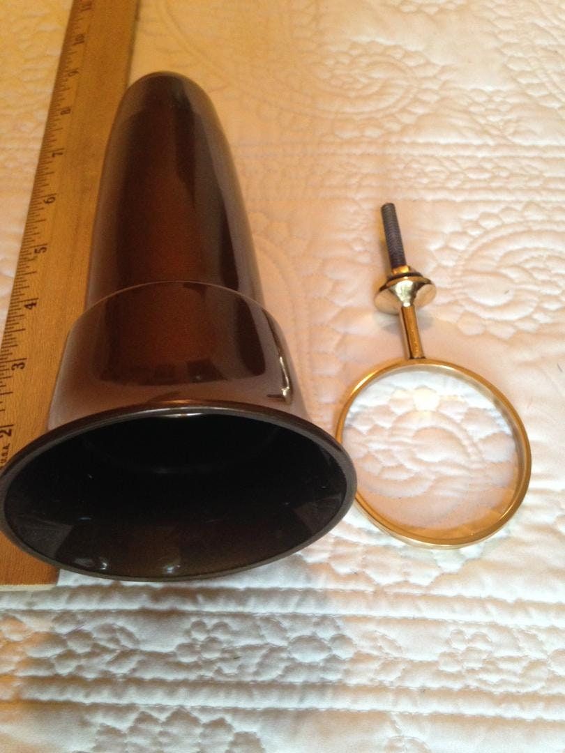 Crypt / Mausoleum  Flower Bown Vase - 7.75 IN Standard Brite BRONZE Metal Ring Support -