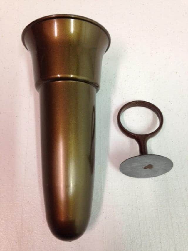 Mausoleum Crypt Brown Vase 8 IN with 2 IN Disc Base Support Ring for epoxy -