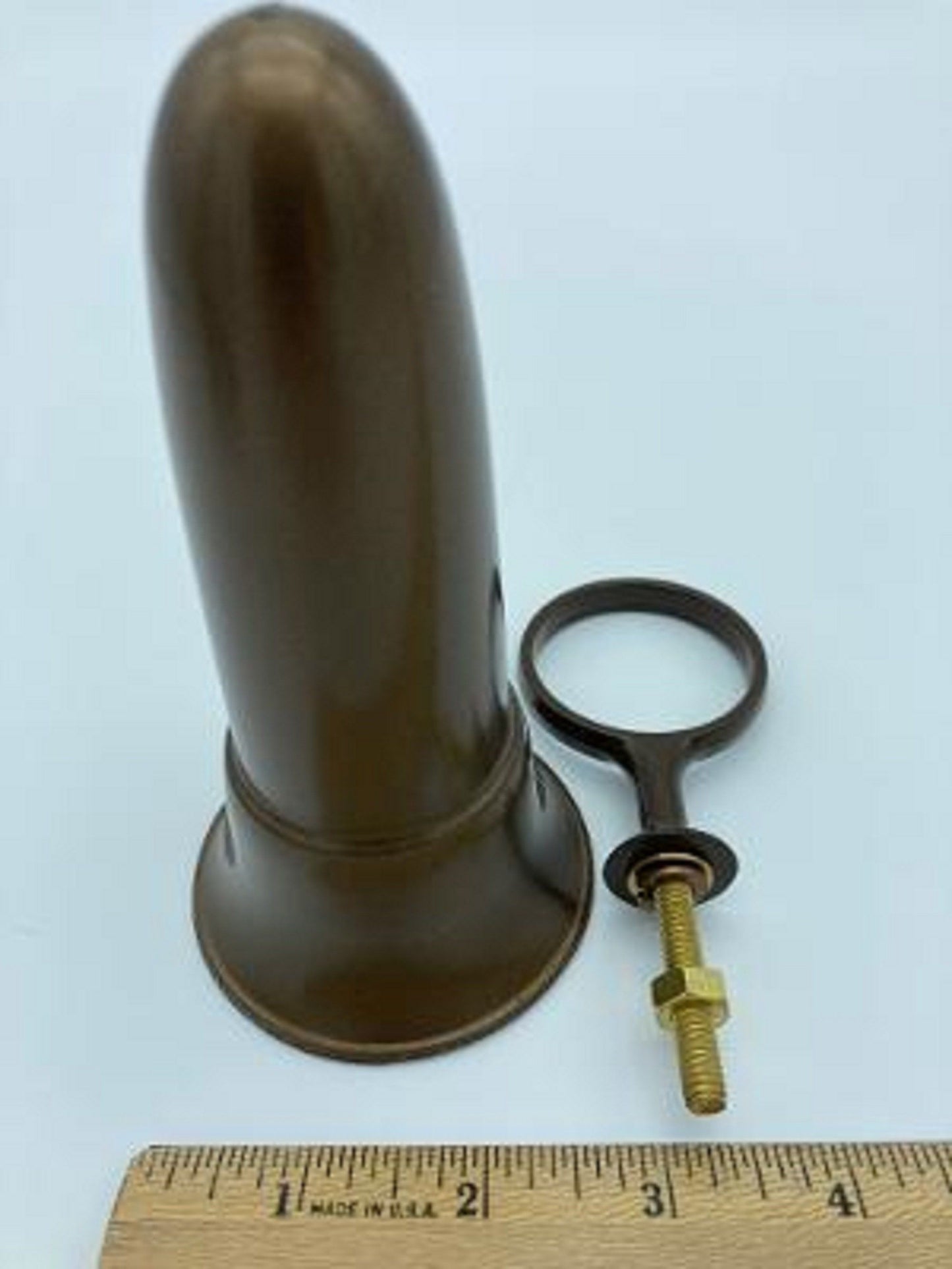 Mausoleum Crypt Brown Vase 5.5 IN  with Std Zinc Metal Bolt Ring Support -
