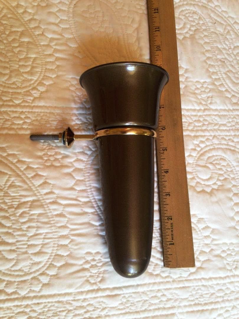 Crypt / Mausoleum  Flower Bown Vase - 7.75 IN Standard Brite BRONZE Metal Ring Support -