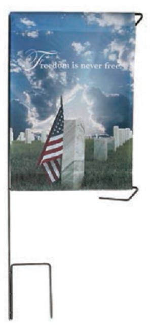 Cemetery Garden DIY BANNER "Freedom Is Never Free" for Grave-site Presentation in Remembrance of Loved Ones or Home Garden Use -