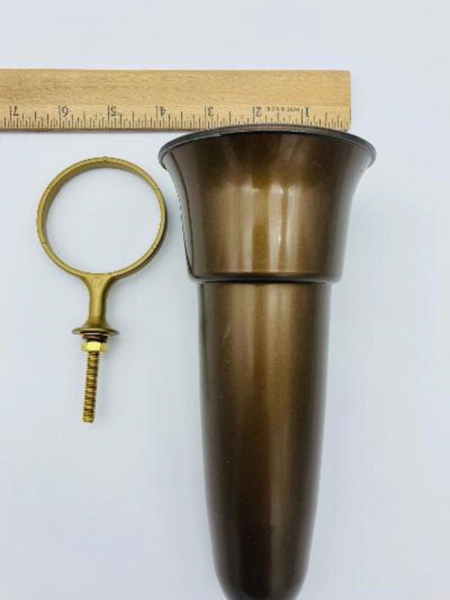 Crypt / Mausoleum  Flower Bronze Color Vase - 7.75 IN Standard Old GOLD Ring Support -