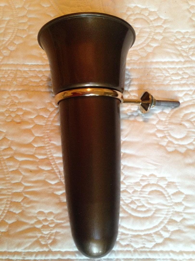 Crypt / Mausoleum  Flower Gold Vase - 7.75 IN Brite BRONZE Standard Ring Support -