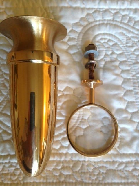 Crypt Mausoleum Niche Bronze Metal Vase - 5 Inch with Bronze Bolt / Ring Base -