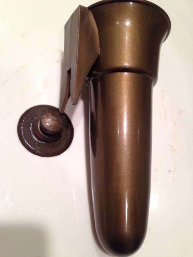 Mausoleum Crypt Brown Vase 7.75 IN - Royal Duchess - (EPOXY) Disc Button Support -