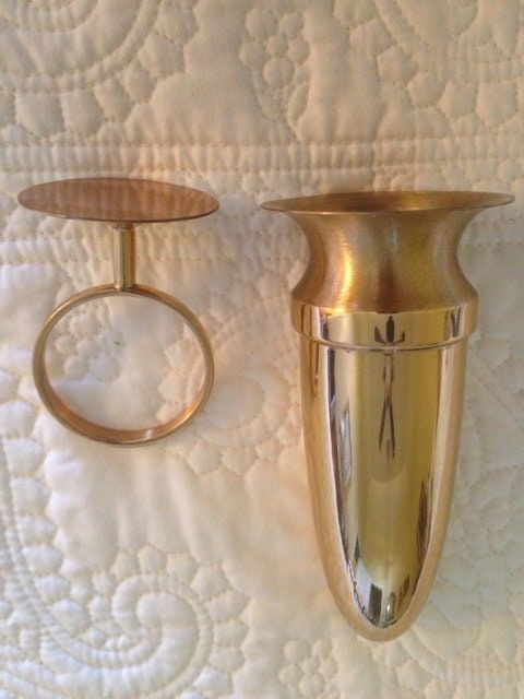 Crypt Mausoleum Niche Bronze Metal Vase -  5 IN with 2 IN  Disc Base for Epoxy Mount -