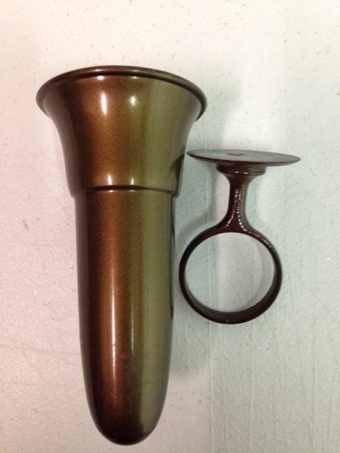 Crypt Mausoleum Vase & Cream Roses Blue Delphinium Silk Flowers w/ Disc Base Ring Support for Epoxy