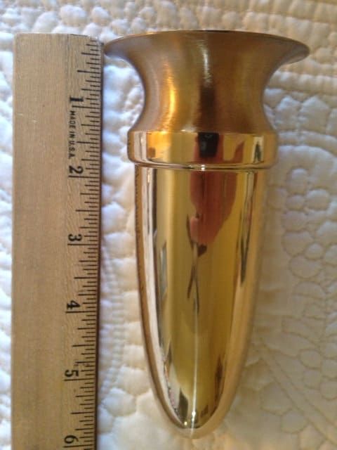 Crypt Mausoleum Niche Bronze Metal Vase - 5 Inch with Bronze Bolt / Ring Base -