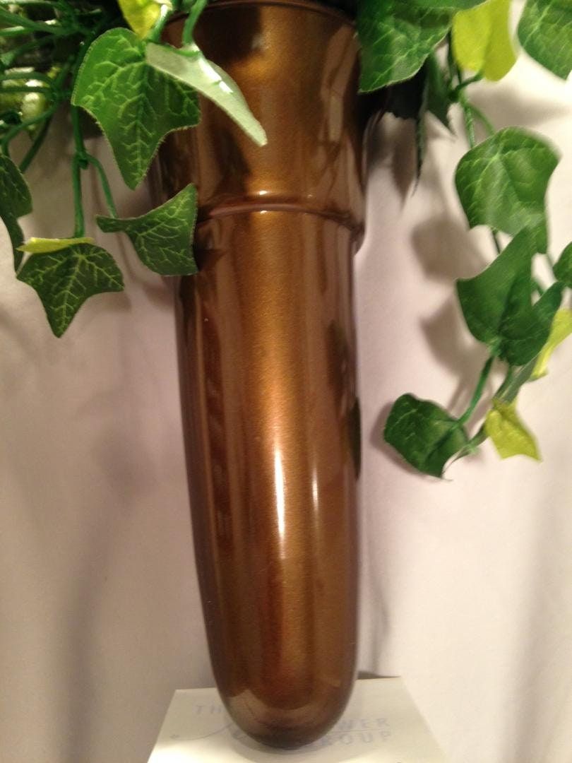 Crypt Mausoleum Vase & Silk Flowers w/ Disc Base Ring for Epoxy