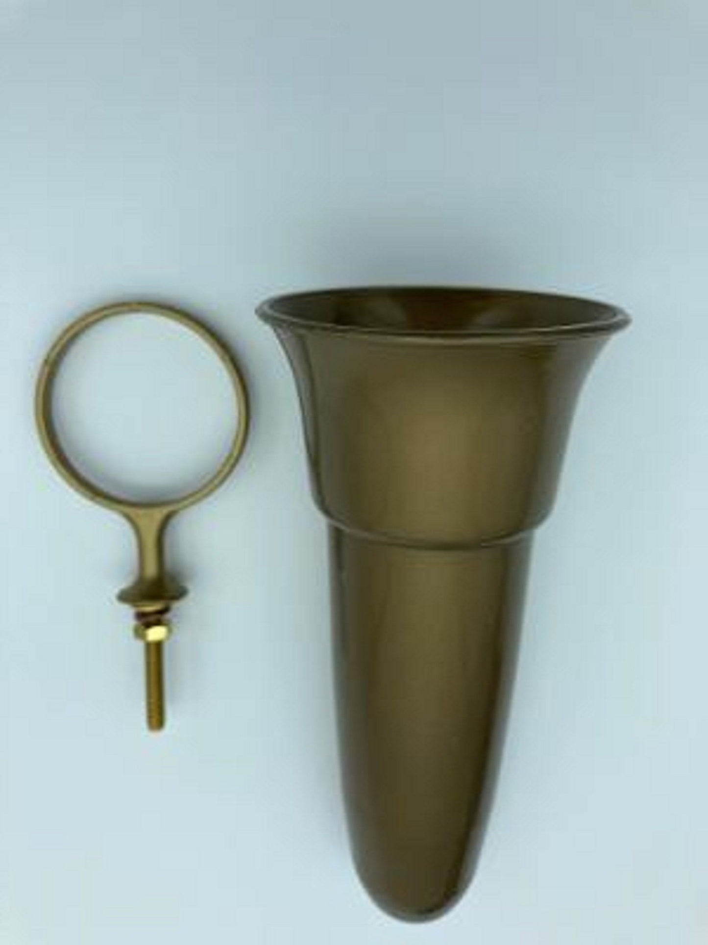 Crypt / Mausoleum  Flower GOLD Vase - 7.75 IN  Burnished Old Gold Standard Bolt / Ring Support -