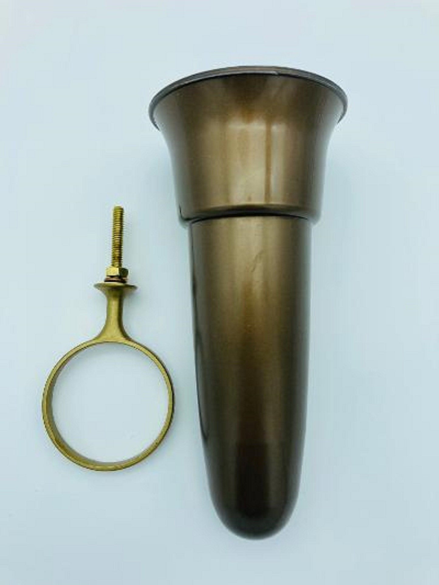 Crypt / Mausoleum  Flower Bronze Color Vase - 7.75 IN Standard Old GOLD Ring Support -