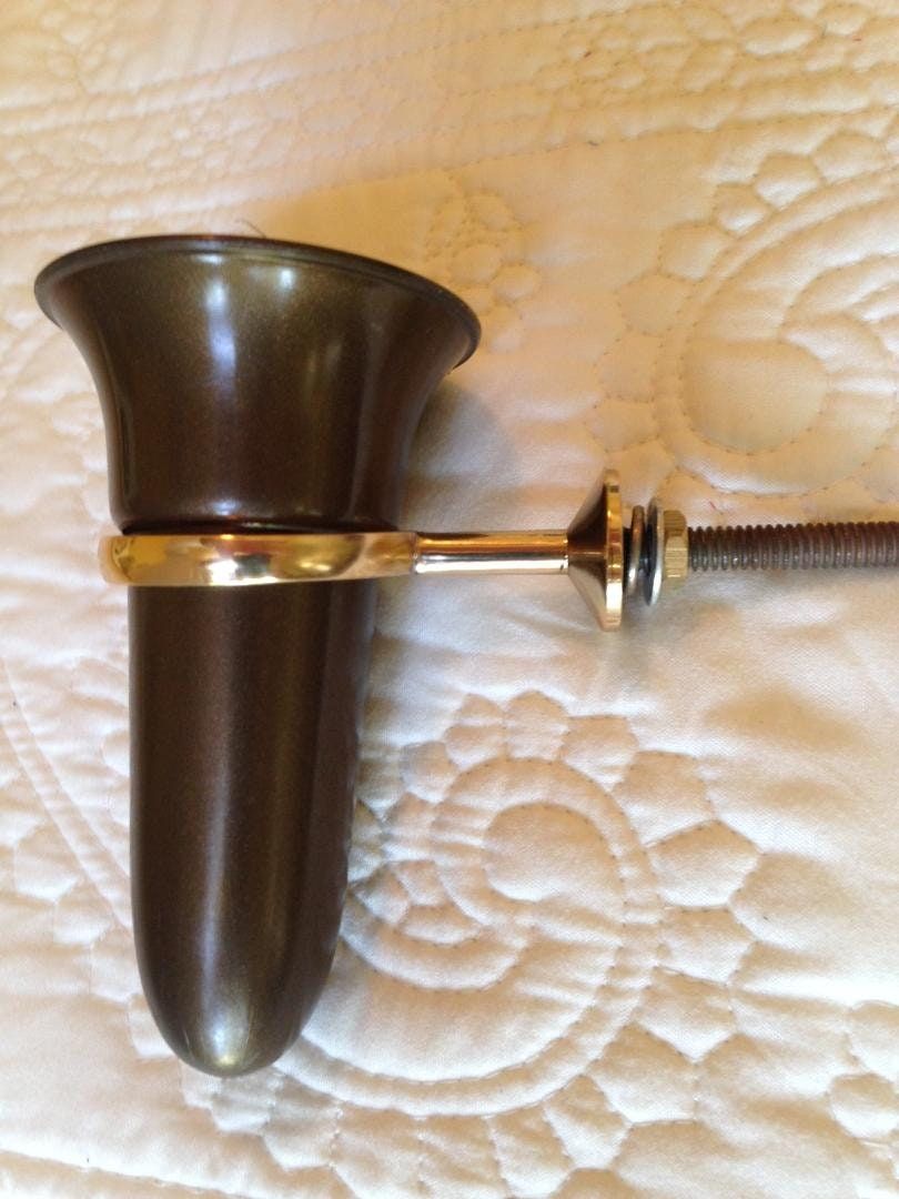 Mausoleum Niche Brown Vase 4.0 inch with Brite Solid BRONZE  Metal Bolt Ring Support - Royal Duchess -