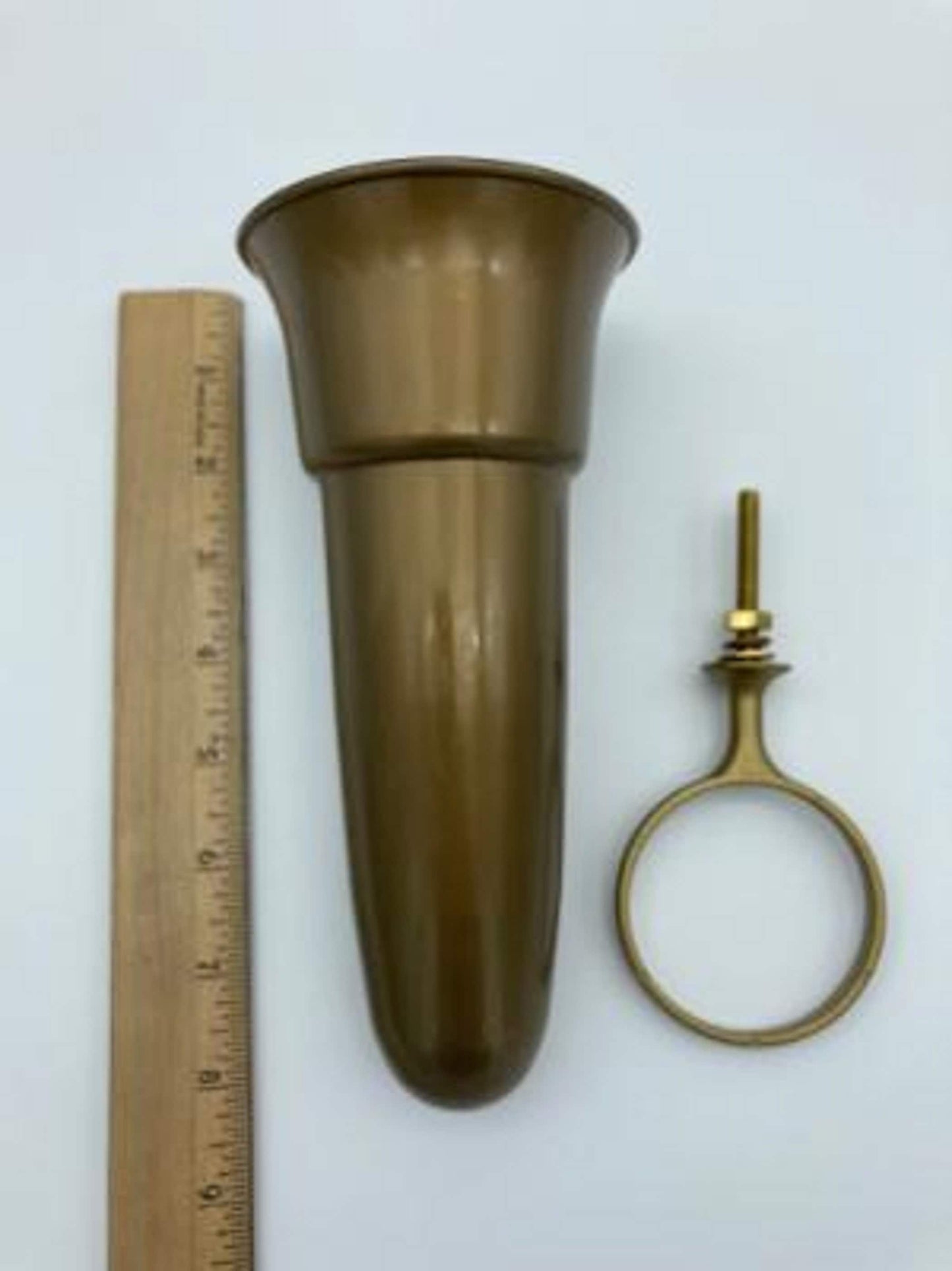 Crypt / Mausoleum  Flower GOLD Vase - 7.75 IN  Burnished Old Gold Standard Bolt / Ring Support -