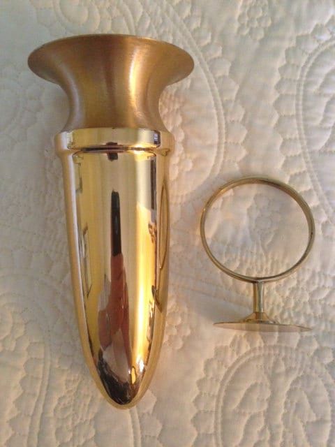 CUSTOM ENGRAVED Crypt Mausoleum Niche Vase - Bronze Metal 7 Inch - Add 1 Personal Engraved Initial