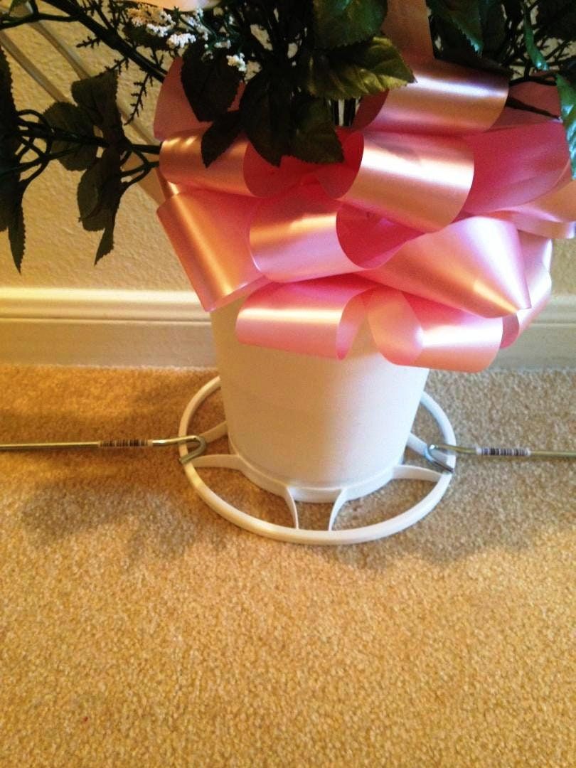 Cemetery Silk Flower PINK ROSEBUDS and Hoop Handle Basket for Grave-site Presentation in Remembrance of Loved Ones -