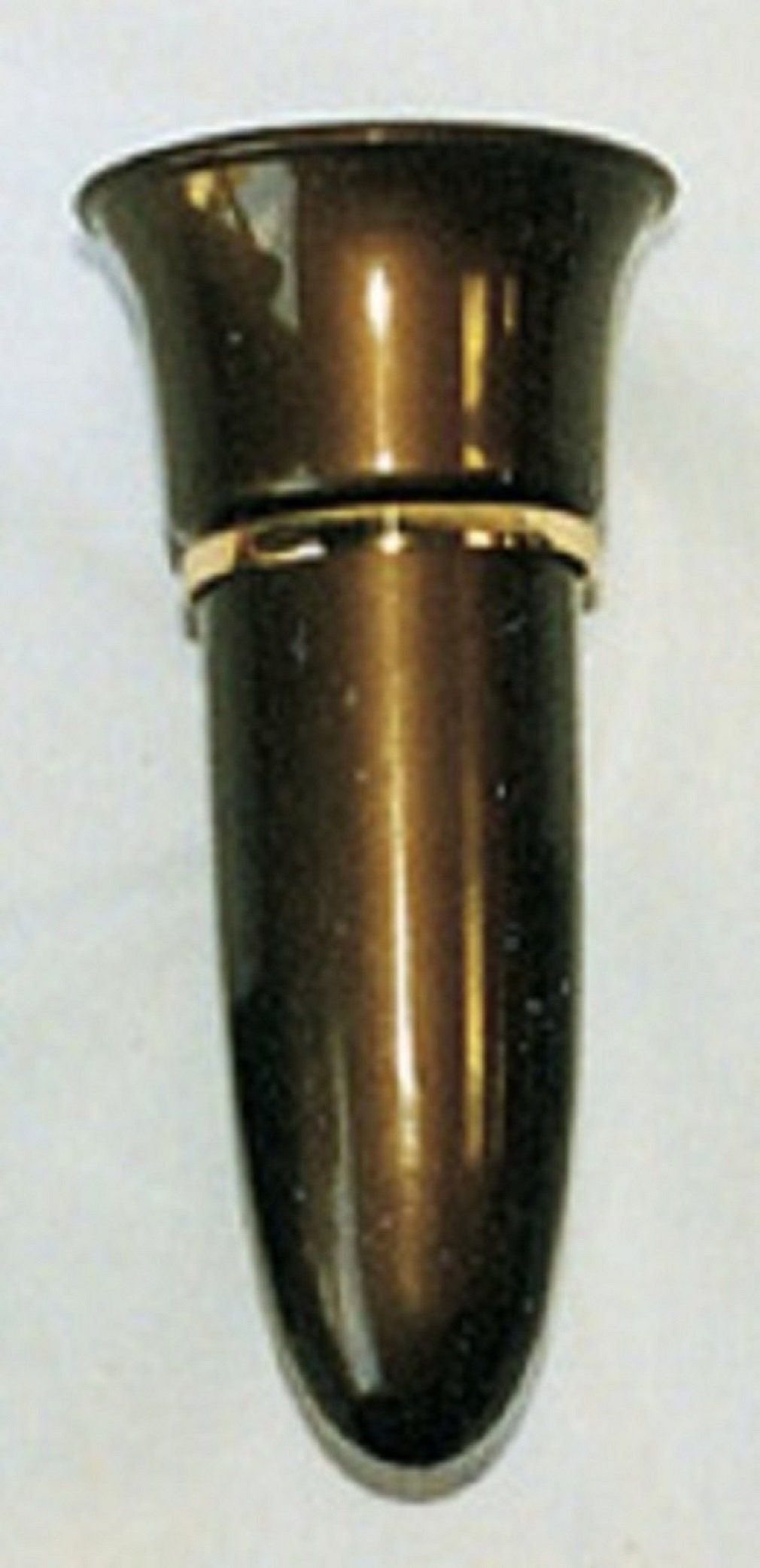 Crypt / Mausoleum  Flower Bown Vase - 7.75 IN Standard Brite BRONZE Metal Ring Support -