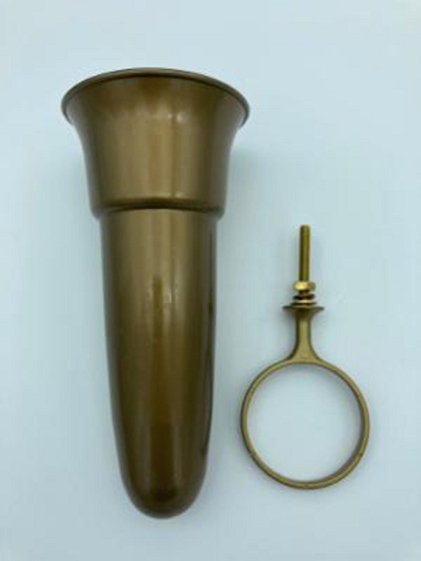 Crypt / Mausoleum  Flower GOLD Vase - 7.75 IN  Burnished Old Gold Standard Bolt / Ring Support -