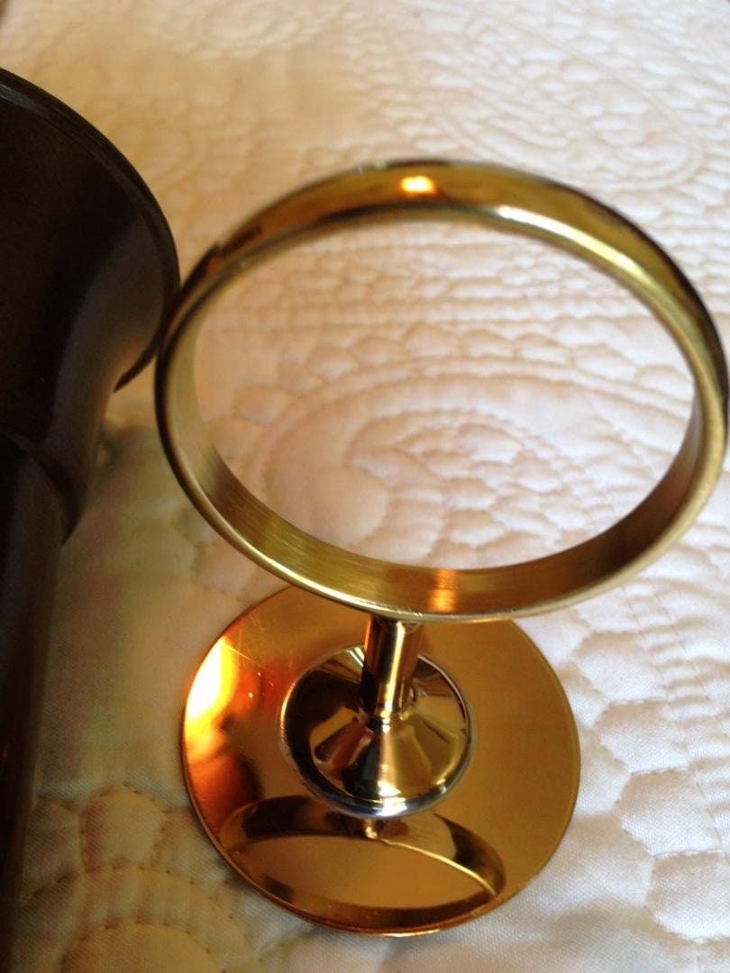 Mausoleum Crypt Brown Vase 5.5 inch with 2 IN Disc Base of Brite BRONZE Metal Ring Support - Royal Duchess -