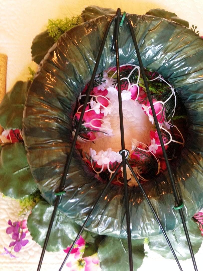 Cemetery Wreath on Easel in Pink Roses & Carnation for grave-site presentation in remembrance of loved ones. Easel Mounted
