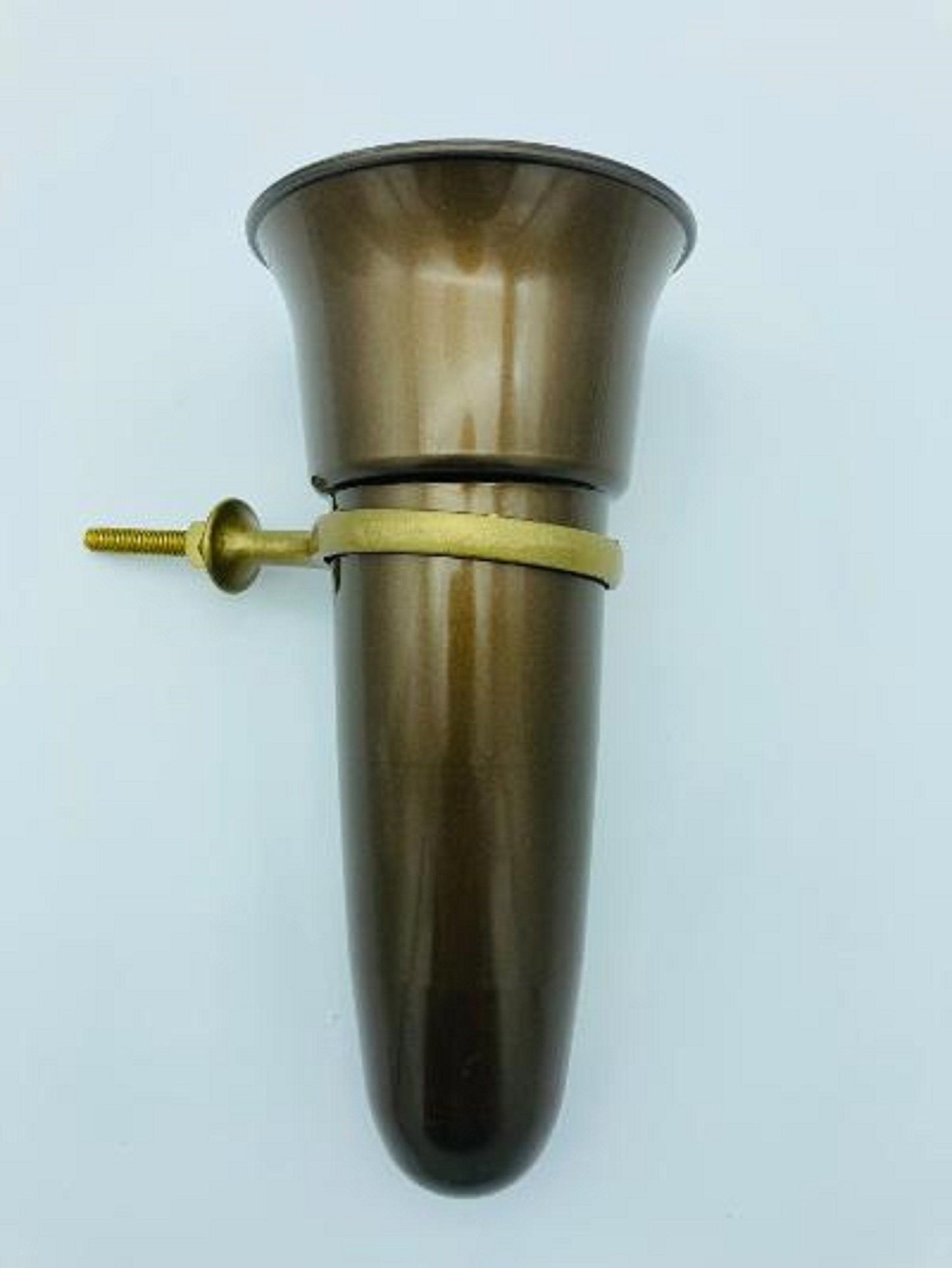 Crypt / Mausoleum  Flower Bronze Color Vase - 7.75 IN Standard Old GOLD Ring Support -