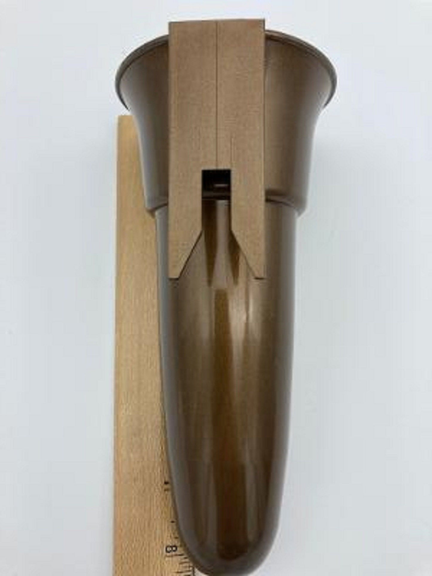 Mausoleum Crypt Injection Molded Brown Plastic Vase with "V" Bracket  (ONLY Replacement; NO Hardware) 8 inch - Royal Duchess